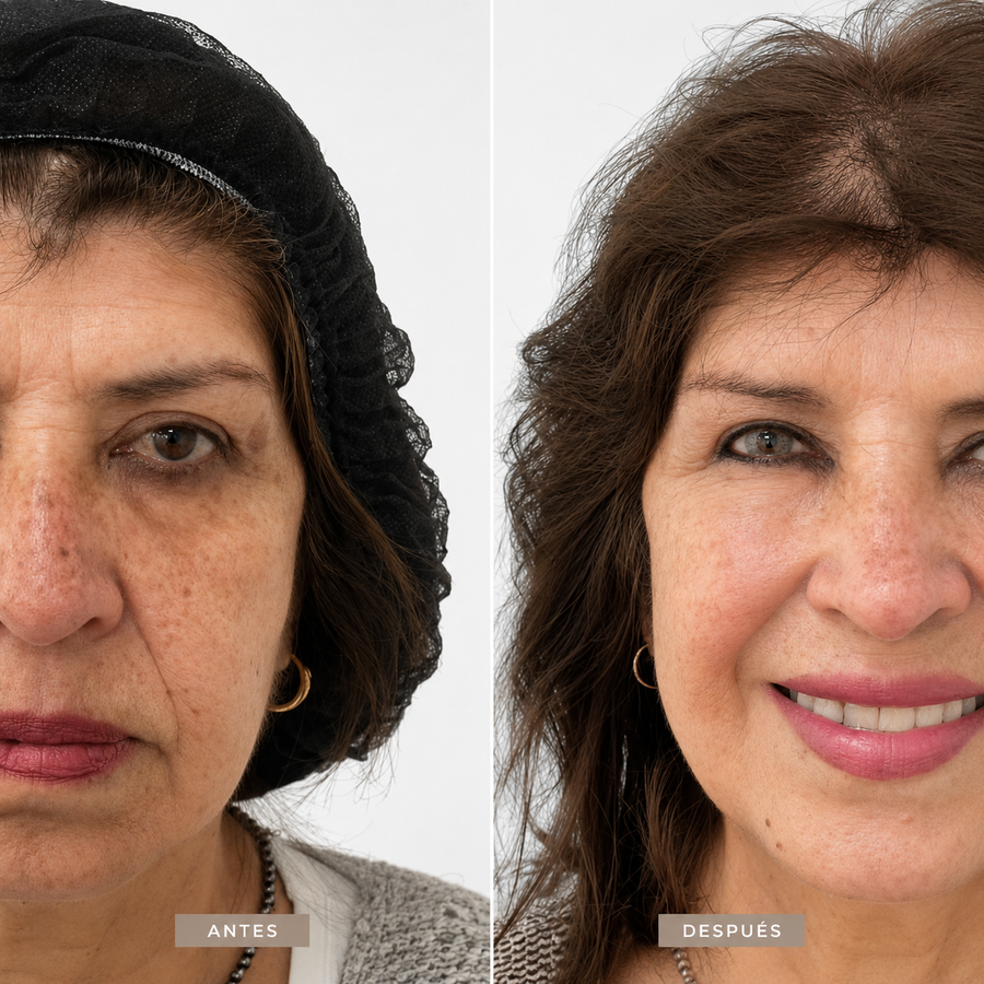 Resultado real de armonización facial en paciente de CB Clínica Estética Las Condes
